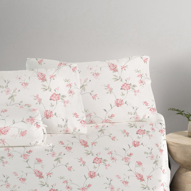 Cool Bamboo Petal Dusk Printed Fitted Sheet Set Hotel Collection by Robinsons