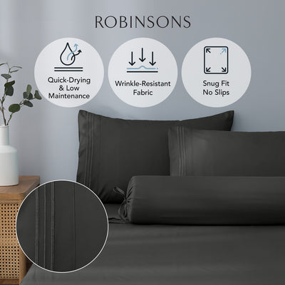 Robinsons Silky Soft Embroidered Microfibre Fitted Sheet Set Core Collection
