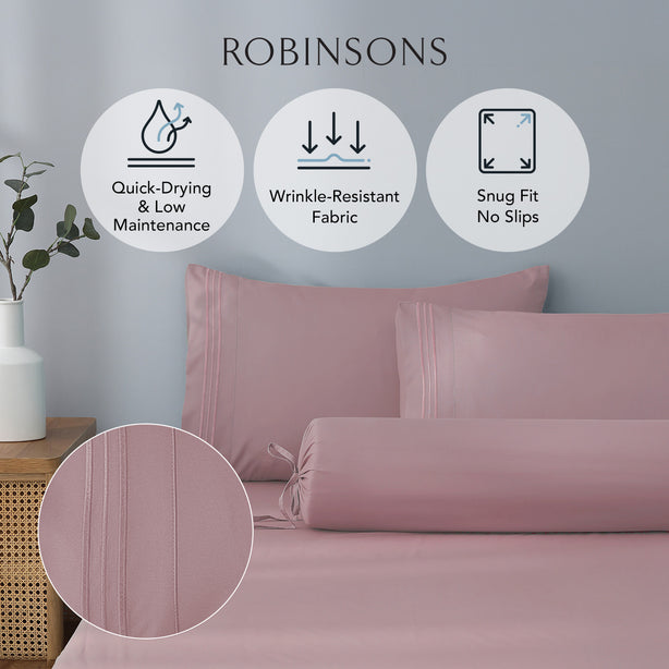 Robinsons Silky Soft Embroidered Microfibre Fitted Sheet Set Core Collection