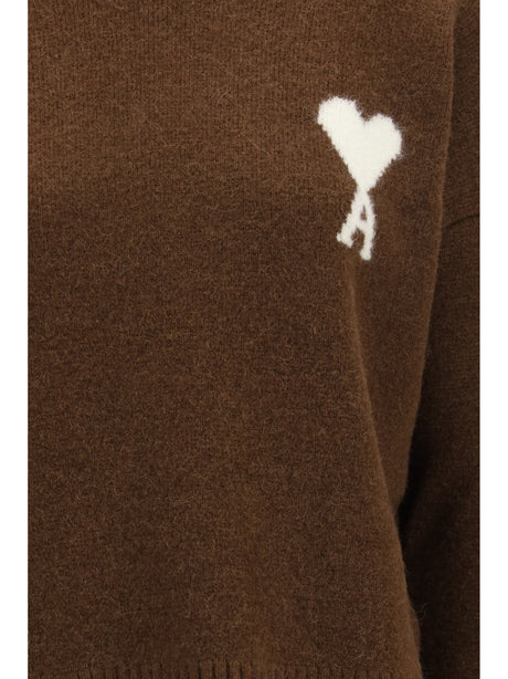 Brown Crew Neck Long Sleeve Sweater