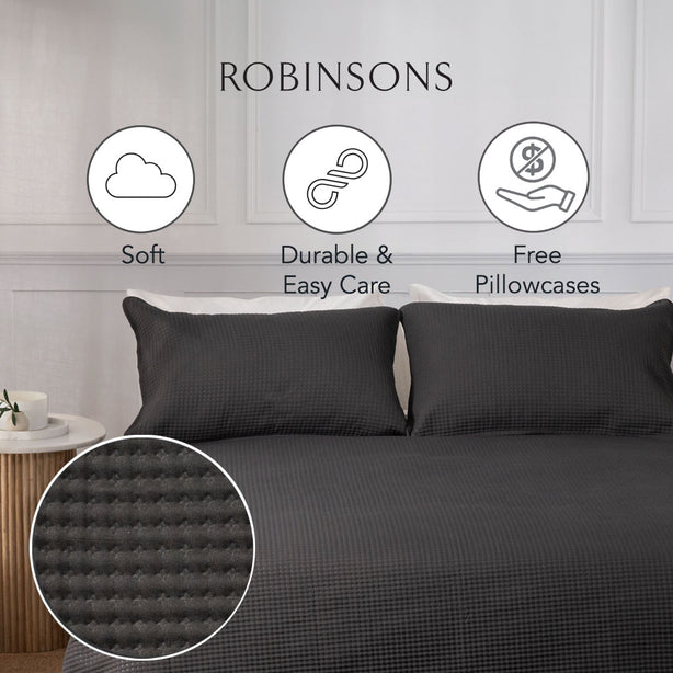 Robinsons Silky Soft Bed Cover - Stitch (Lightweight Blanket I Bedspread I Bed Cover I Bed Quilt I Comforter. Includes Free Pillowcases)