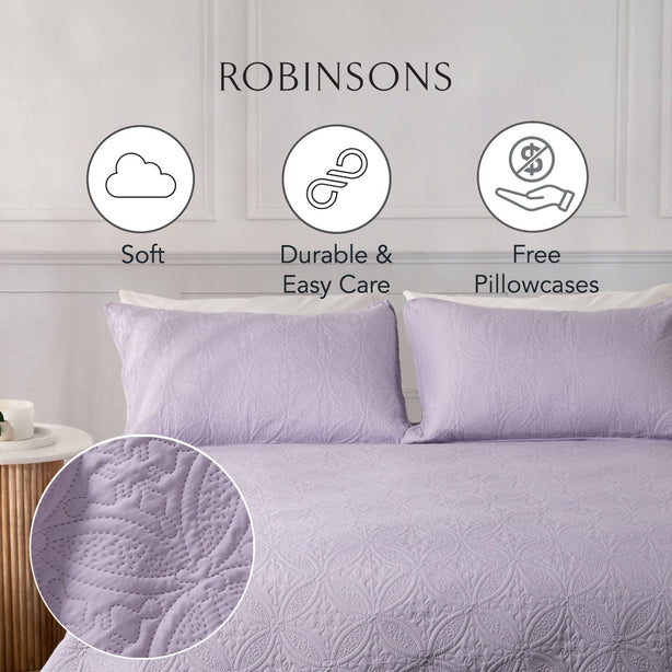 Robinsons Silky Soft Bed Cover - Flora (Lightweight Blanket I Bedspread I Bed Cover I Bed Quilt I Comforter. Includes Free Pillowcases)