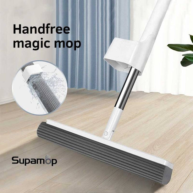 Supamop Handfree Magic Mop Rotatable Household Clean Tool Wide Mop Head High Absorbent PU Sponge Mop