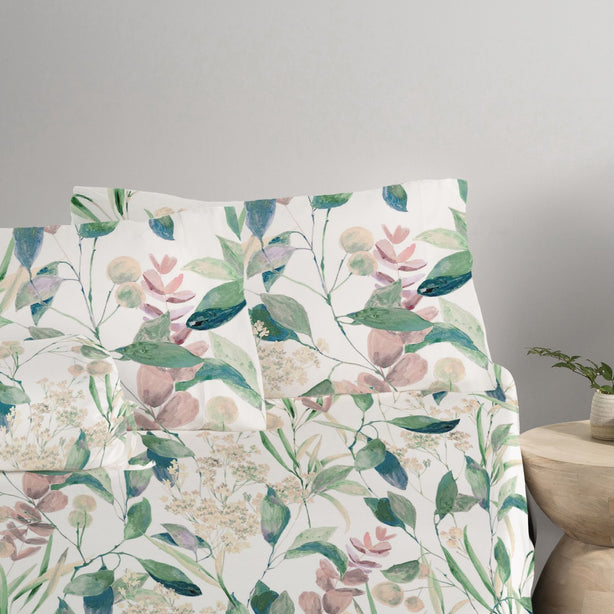 Cool Bamboo Wildflower Walk Printed Fitted Sheet Set - Hotel Collection by Robinsons