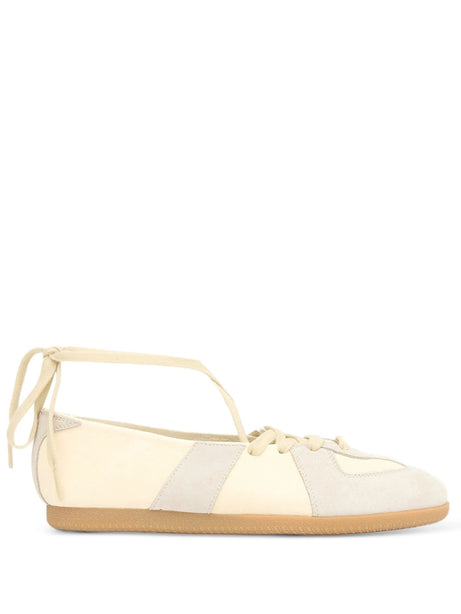 Replica Ballet Lace-Up Flats In Nappa, Bleached Sand