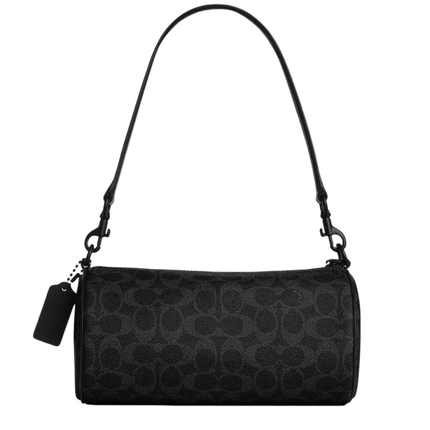 Coach Andre Barrel Bag 24 In Signature Canvas - Black Signature CET75