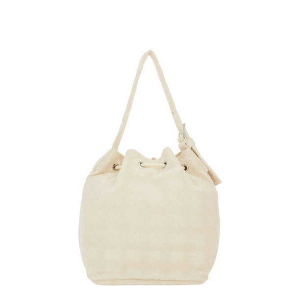 T Monogram Oversized Terry Jacquard Bucket Bag - Pearl