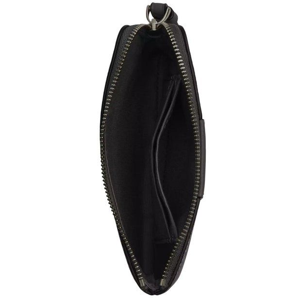 Coach Corner Zip Wristlet In Signature Canvas With Stripe - Charcoal/ Black CW854