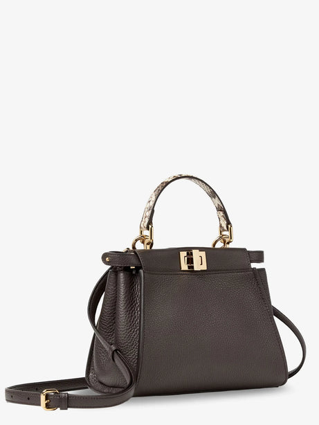 Fendi Peekaboo Mini hammered leather handbag - Ebanoroccia