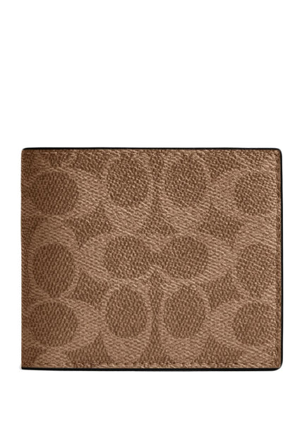 Coach Coach Mens ID Billfold Wallet In Signature Canvas - Tan/Black