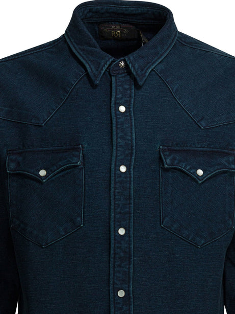 Rrl By Ralph Lauren Indigo suede western shirt - Blue