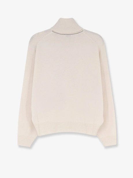 Brunello Cucinelli Cashmere turtleneck with Monili detail on the back - English White