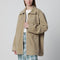 Beige Suede Leather Parka