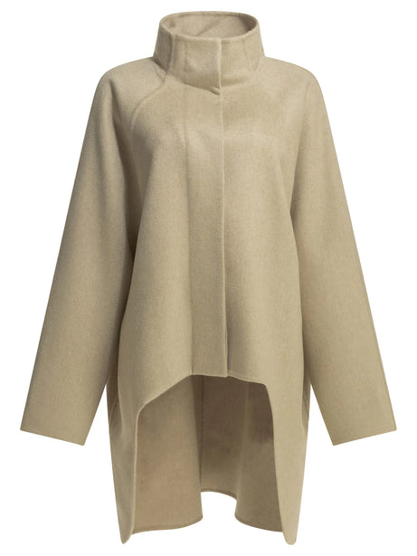 AlaïA Long asymmetrical cashmere coat - Beige