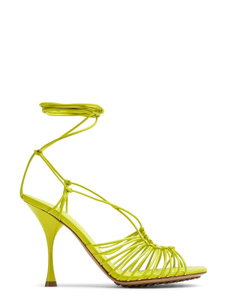 Acid Green Nappa Leather Dot Sandals