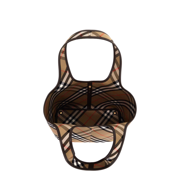 Small Check Calf Leather Tote - Sand