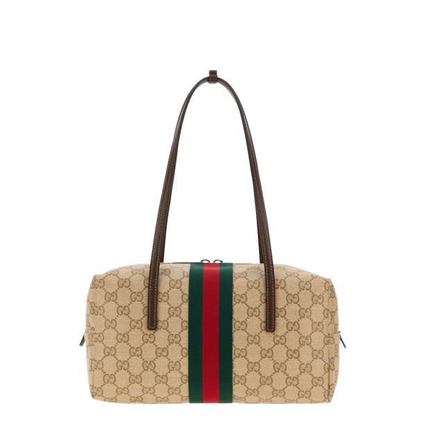 Melrose Medium Coated GG Canvas Top Handle Bag - Beige