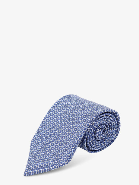 Ferragamo Silk tie with Intreccio print - Blu Royal