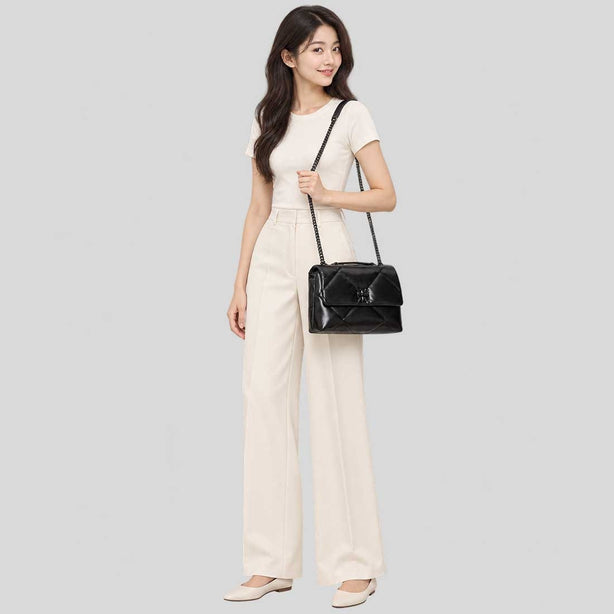 TORY BURCH Kira Diamond Quilt Convertible Shoulder Bag Black RS-174882