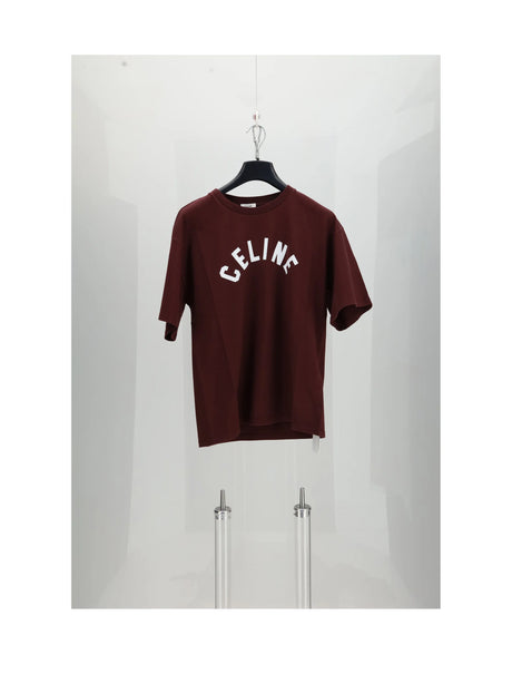Celine RELAXED T-SHIRT - Burgundy / Off White
