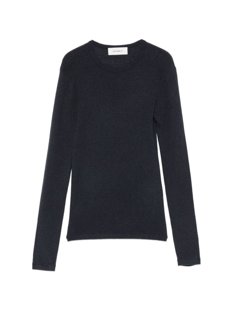 Navy Fine Knit Long Sleeve T Shirt