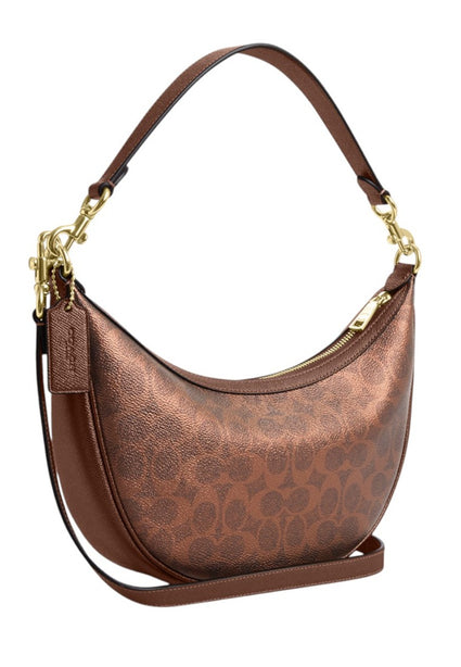 Coach Aria Shoulder Bag In Signature Canvas - Copper