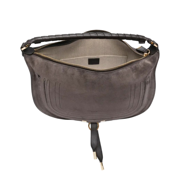 Marcie Suede Calfskin Shoulder Bag - Kohl Brown