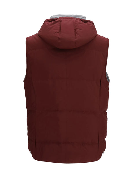 Brunello Cucinelli Sleeveless hooded Gilet - Burgundy