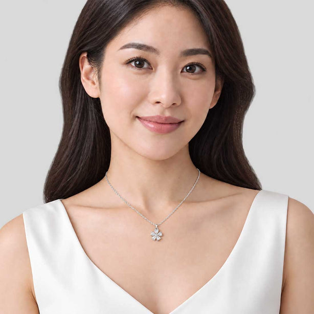 KATE SPADE You're A Gem Flower Pendant Clear/Silver RS-KO965