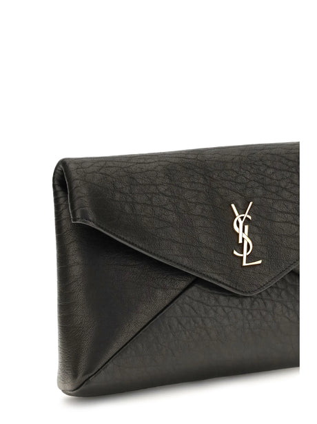 Saint Laurent Envelope leather Clutch - Black