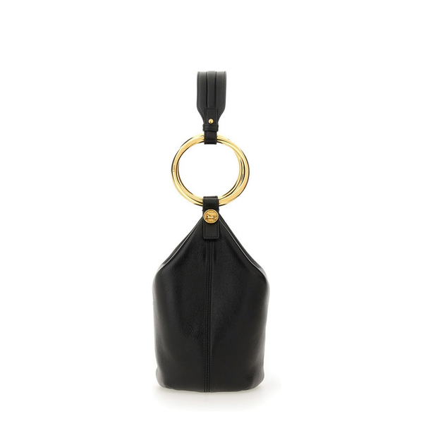 Small Buffalo Leather Shoulder Bag - Black