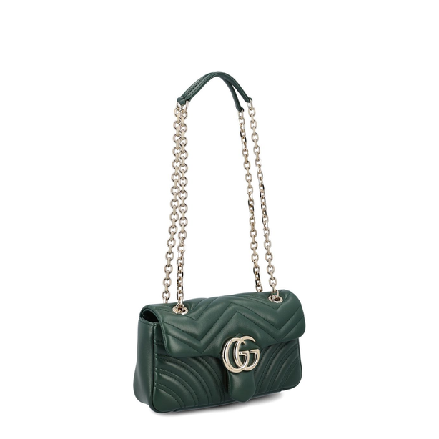 GG Marmont Small Matelassé Chevron Nappa Leather Shoulder Bag - Green