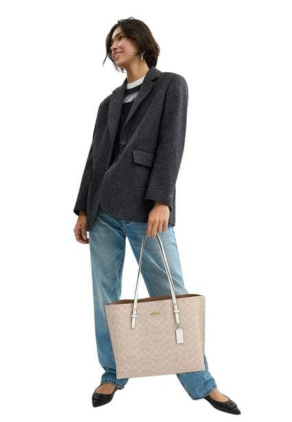 Coach Mollie Tote Bag In Signature Canvas - Sand/White