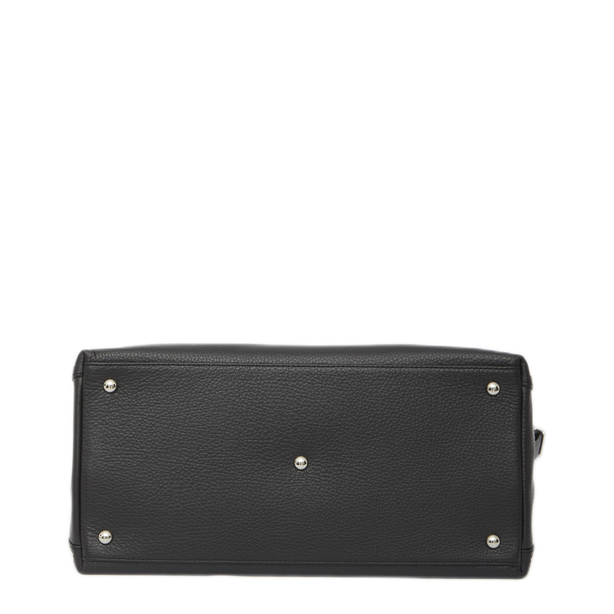 Postina Medium Grained Leather Shopping Bag - Black