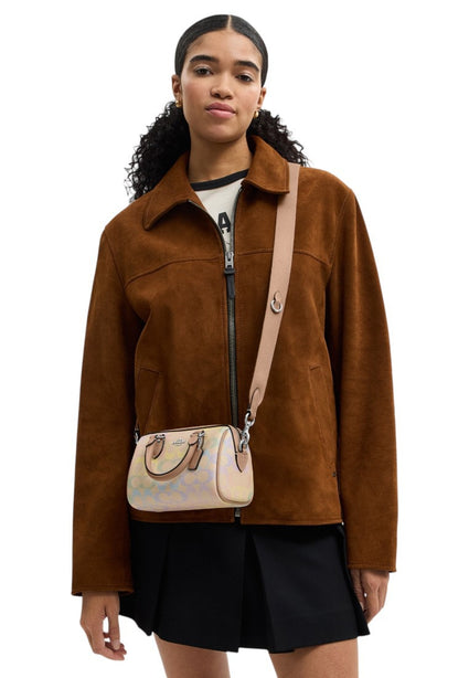 Coach Mini Rowan Crossbody Bag In Rainbow Signature Canvas - Sand/Multi