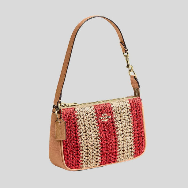 COACH Nolita 19 In Straw and refined pebble leather Red/Tan RS-CEM99