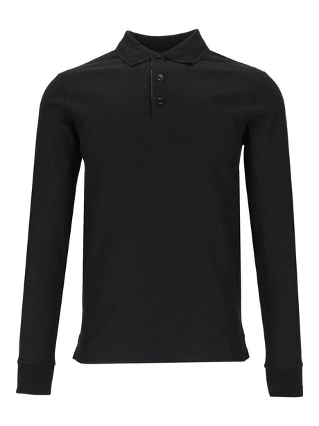 Burberry Long-Sleeved Cotton Polo Shirt - Black
