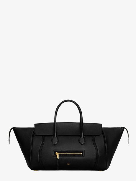 Celine Luggage leather handbag with logo lettering on the front - Black