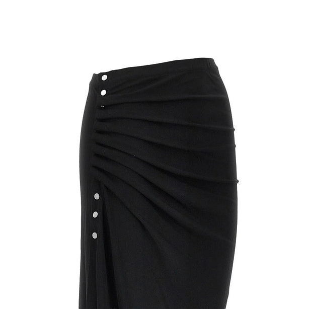RABANNE Gathered jersey midi skirt