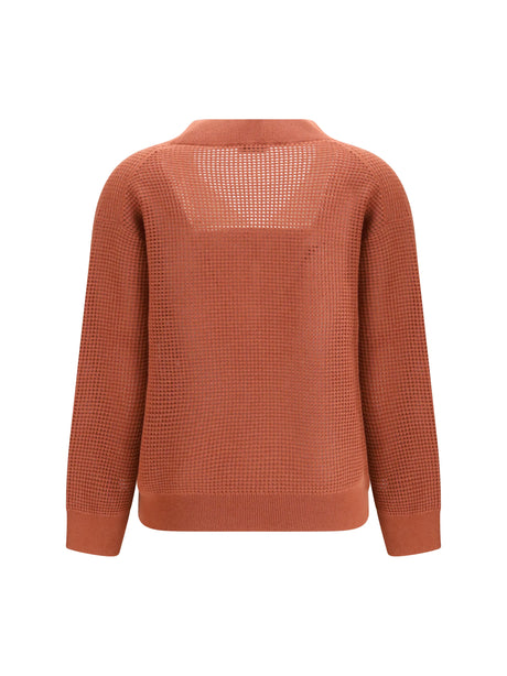 Brunello Cucinelli Cashmere net Sweater - Orange Flame+Oyster