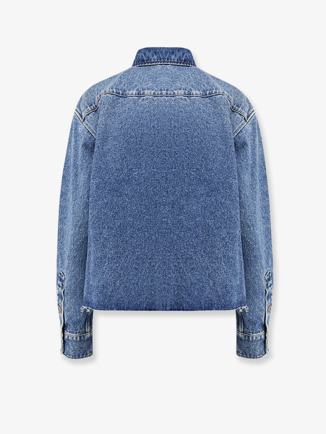 Miu Miu Denim shirt with Logo Patch - Bleu