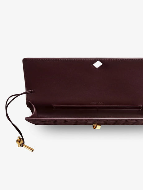 Bottega Veneta Andiamo Suede Clutch with Intrecciato pattern - Deep Mahogany-M B