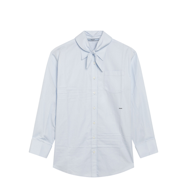 Light Blue Cotton Shirt With Scarf