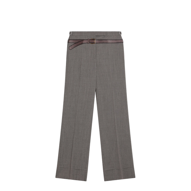 Wool Blend Trousers with Printed Belt