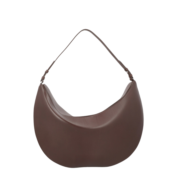 Large Calf Leather Shoulder Bag - Midnight Brown