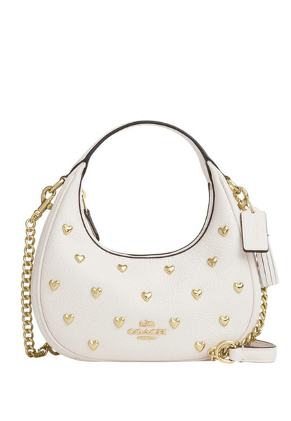 Coach Carmen Mini Crossbody Bag With Heart Rivets - Chalk