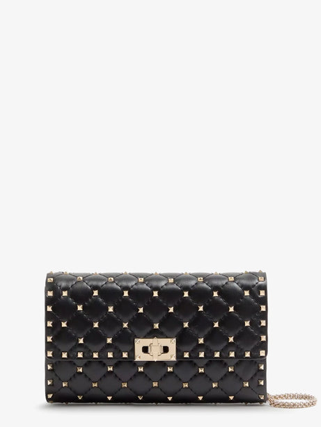 Valentino Garavani Rockstud Spike leather shoulder bag with iconic all-over studs - Nero