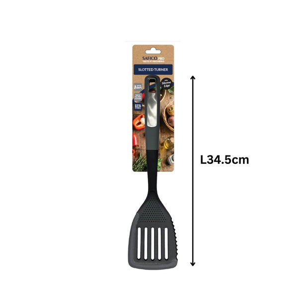 Safico Fibreglass Nylon Slotted Turner With Silicone Edge  L34.5cm Heat Resistant To 200°C
