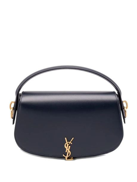 Saint Laurent Voltaire Calfskin Box Shoulder Bag - Dark Blue