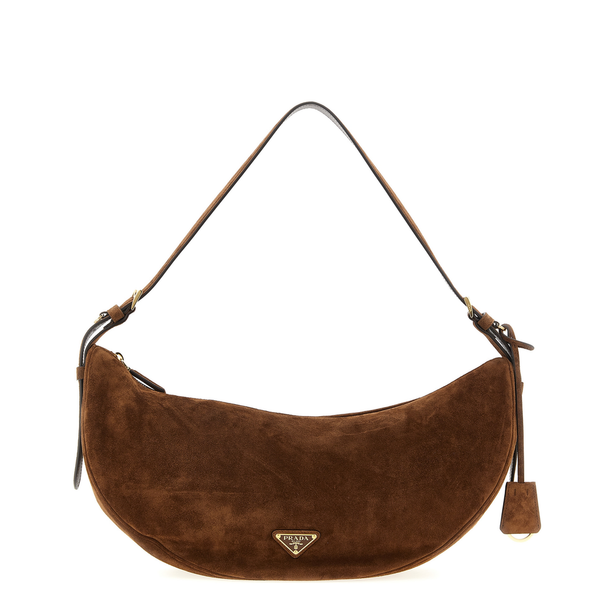 Small Suede Leather Shoulder Bag - Brown